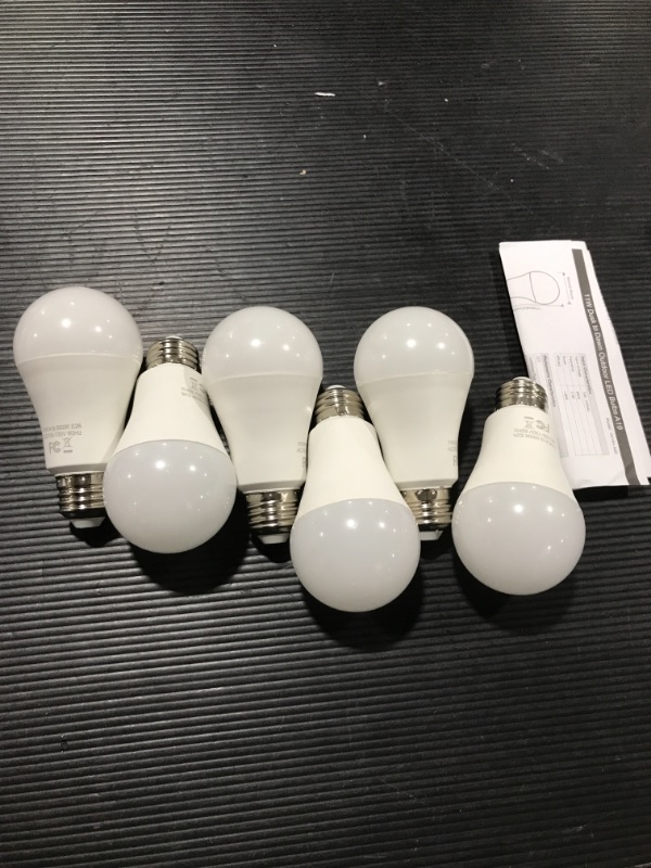 Photo 2 of 6-Pack Dusk to Dawn LED Light Bulbs, A19 11W(100Watt Equivalent), E26 Basic Automatic On/Off, 1200LM, Daylight White 5000K Smart Sensor Lights, Outdoor for Porch Garage Yard Patio Garden