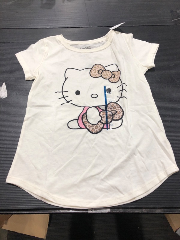 Photo 2 of Girls' Hello Kitty Short Sleeve Graphic T-Shirt - Off-White - LARGE 
