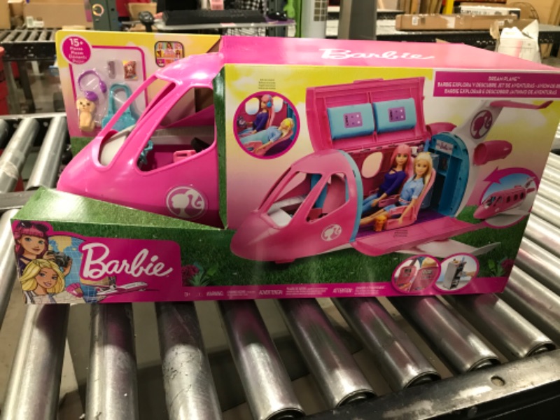 Photo 2 of Barbie Dreamplane Airplane Toys Playset with 15+ Accessories Including Puppy, Snack Cart, Reclining Seats and More