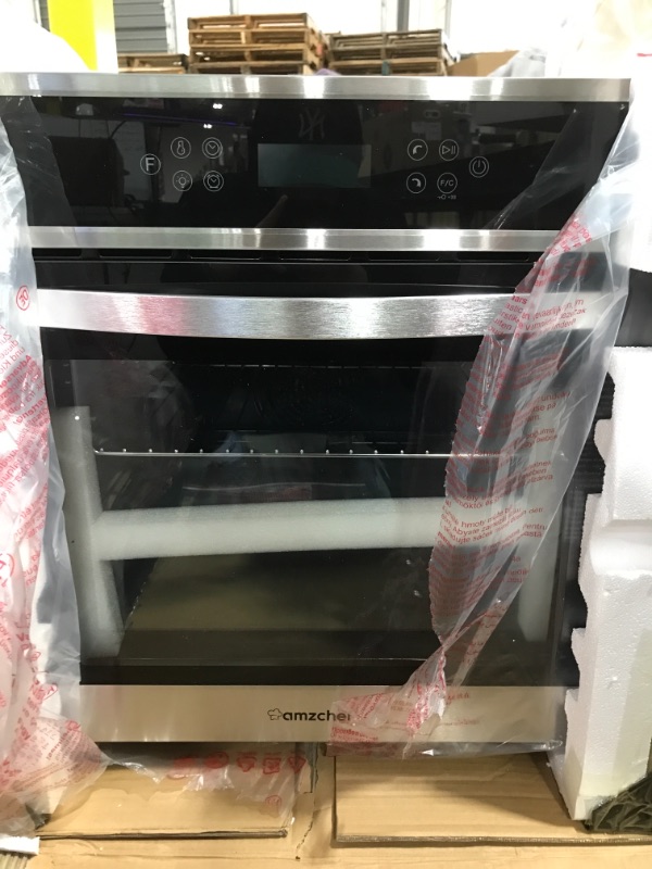 Photo 2 of AMZCHEF Single Wall Oven 24" Built-in Electric Ovens with 11 Functions, 8 Automatic Recipes, 2800W, 240V, 2.5Cu.f Convection Wall Oven in Stainless Steel, Touch Control, Timer, Safety Lock
**DAMAGED ON THE SIDES***