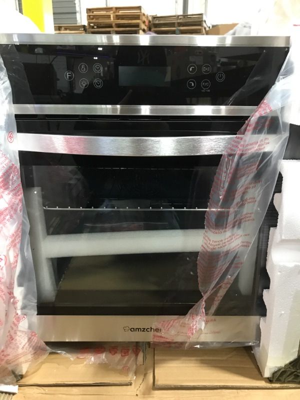 Photo 2 of AMZCHEF Single Wall Oven 24" Built-in Electric Ovens with 11 Functions, 8 Automatic Recipes, 2800W, 240V, 2.5Cu.f Convection Wall Oven in Stainless Steel, Touch Control, Timer, Safety Lock
