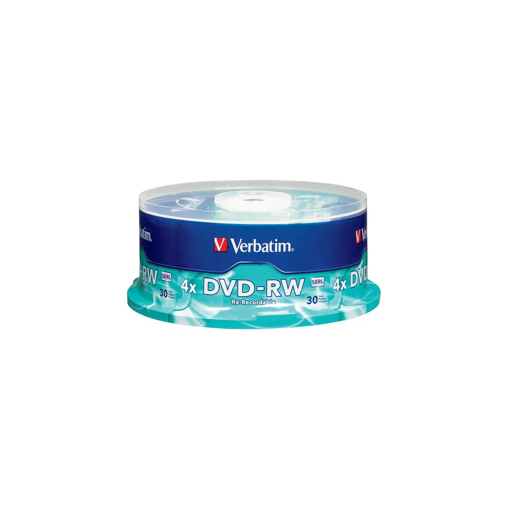 Photo 1 of 
Verbatim DVD-RW 4.7GB 4X with Branded Surface - 30pk Spindle, BLUE/GRAY - 95179

