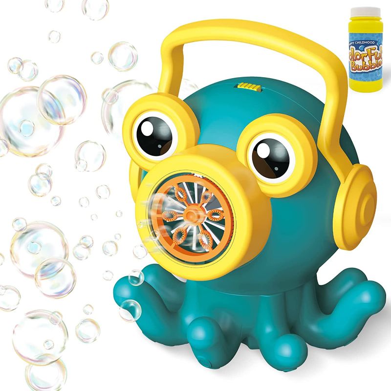 Photo 1 of Bubble Machine for Toddlers Kids, Octopus Bubble Blower Automatic Head-Shaking Bubble Maker with 1 Bubble Solution, Summer Outdoor Toys for 1 2 3 4 5 6 Year Old Boys Girls Birthday Gift
