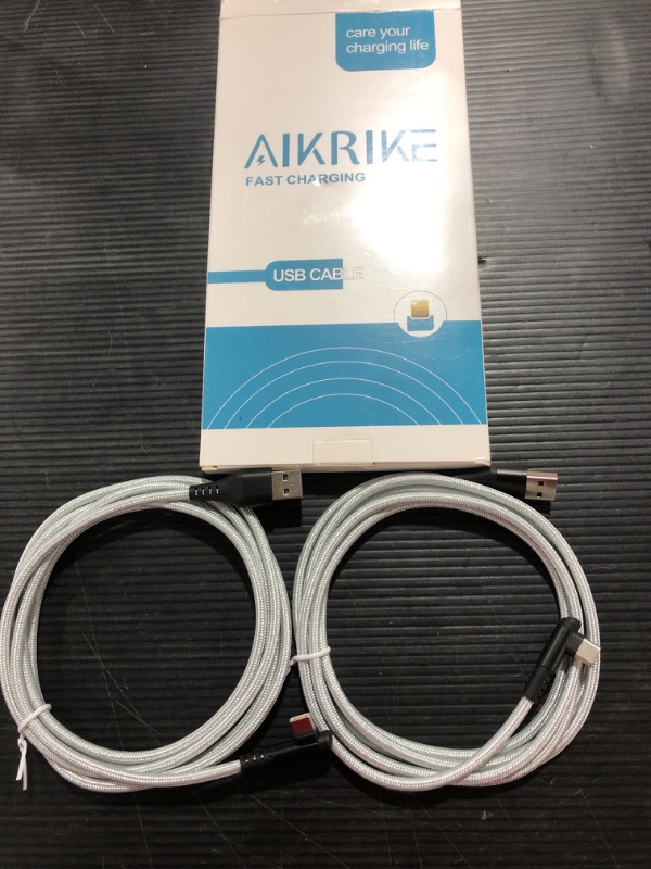 Photo 1 of USB C Cable AIKRIKE [2-Pack, 6.6ft] 3.1A USB Type C Cable Fast Charging Right Angle, Durable Nylon Braided USB C Charging Cable Compatible with Note 10 9 8, LG, Galaxy S10 S9 S8, Type C Charger, Grey https://a.co/d/0vK58Hm