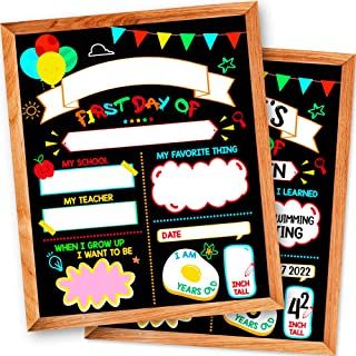 Photo 1 of 14 Pack First Day of School Board Sign, 12" x 10" Back to School Signs for Preschool/Pre-K/Kindergarten, 1st and Last Day of School Chalkboards for Kids/Girls/Boys, Reusable Double Sided Photo Prop https://a.co/d/ivuy9BW