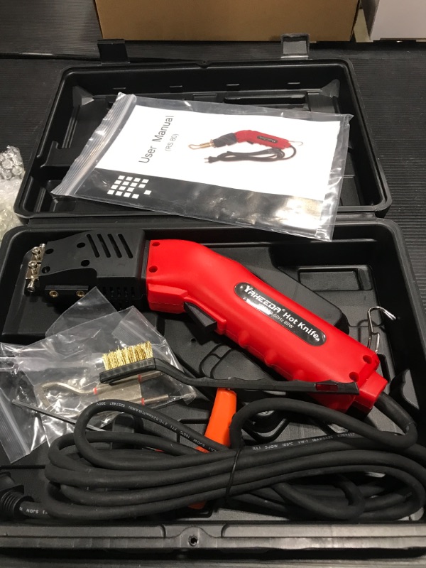 Photo 2 of Yaheeda Electric Hot Knife Cutter,100W Fabric Cutter Rope Cutter, Air Cooled Heat Sealer Foam Cutter with Adjustable Power, Cutting Tool Kit, with Blades & Accessories (110V/80W) 