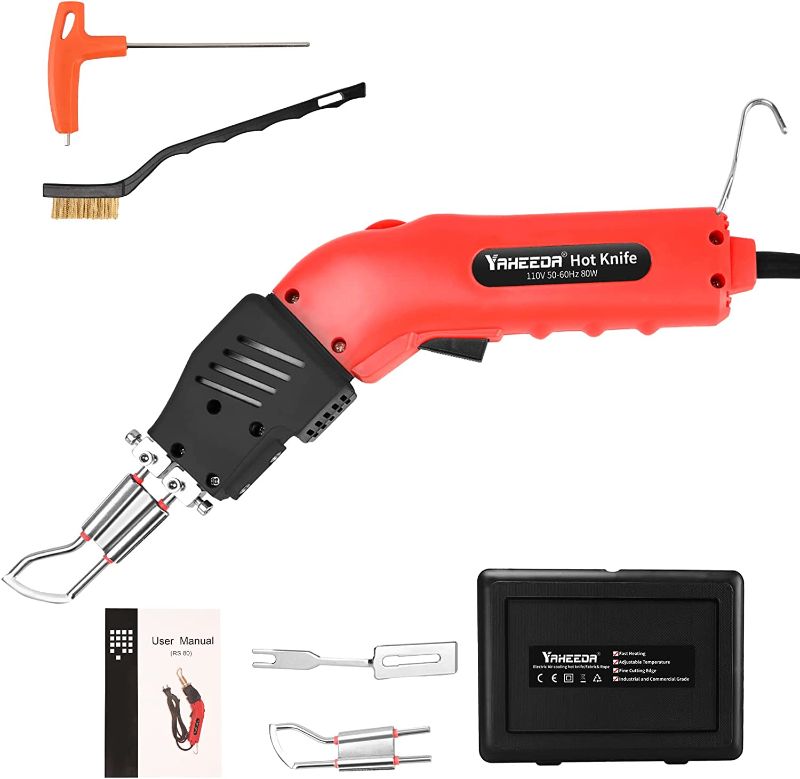 Photo 1 of Yaheeda Electric Hot Knife Cutter,100W Fabric Cutter Rope Cutter, Air Cooled Heat Sealer Foam Cutter with Adjustable Power, Cutting Tool Kit, with Blades & Accessories (110V/80W) 