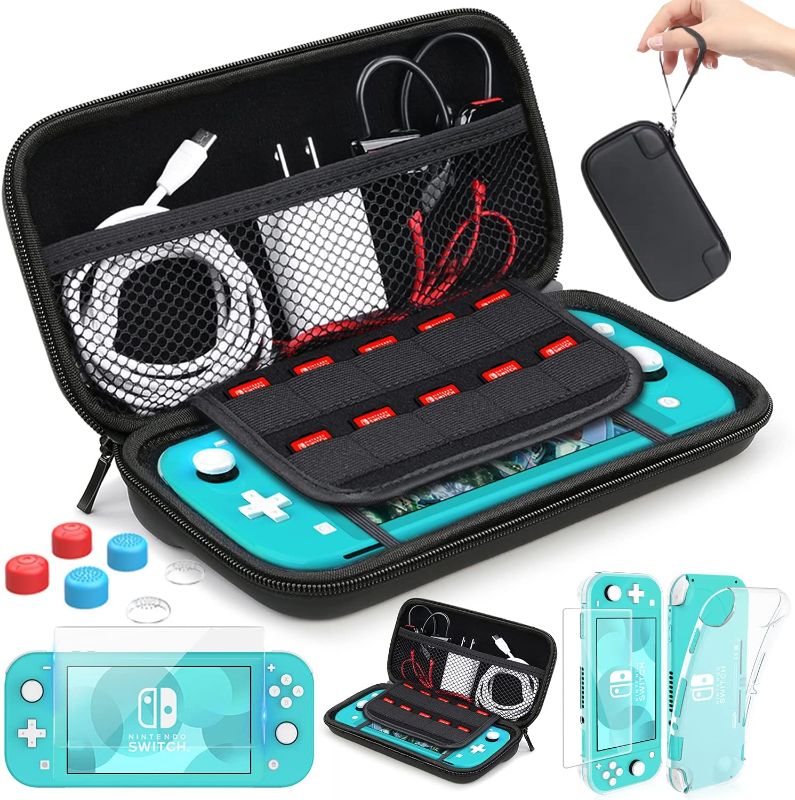 Photo 1 of HEYSTOP Switch Lite Case for Nintendo Switch Lite Carrying Case with Game Cards Storage, Switch Lite Protective Cover Case with Tempered Glass Screen Protector and Thumb Grip Caps Accessories
