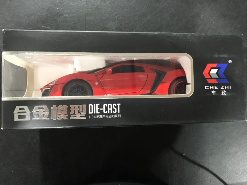 Photo 2 of BDTCTK 1/24 Lykan Hypersport Supercar Model Car, Zinc Alloy Pull Back Toy car with Sound and Light for Kids Boy Girl Gift(Red)
