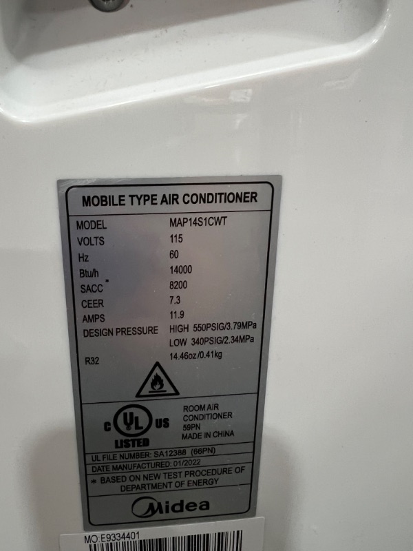 Photo 6 of MIDEA MAP14S1CWT 3-in-1 Portable Air Conditioner, Dehumidifier, Fan, for Rooms up to 330 sq ft Enabled, 14,000 BTU DOE (8,200 BTU SACC) control with Remote, Smartphone or Alexa
