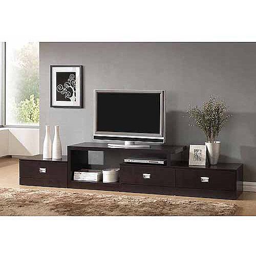 Photo 1 of *INCOMPLETE BOX 1 OF 2* Wholesale Interiors Marconi Asymmetrical Modern TV Stand for TVs up to 94", Dark Brown
