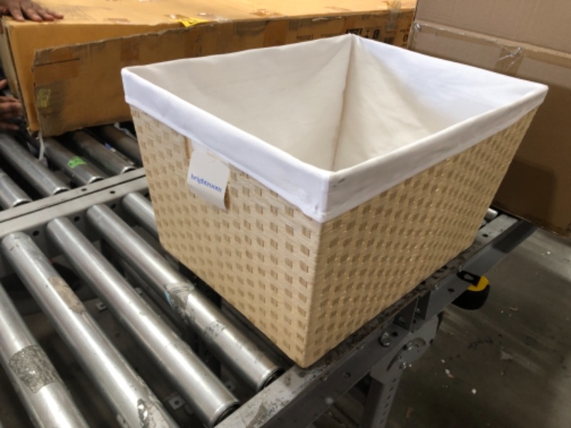 Photo 2 of 12" x 16" x 20" Lined Weave Laundry Basket Natural - Brightroom
