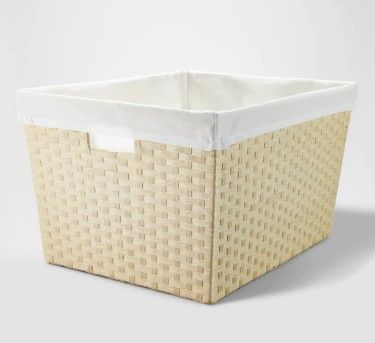 Photo 1 of 12" x 16" x 20" Lined Weave Laundry Basket Natural - Brightroom
