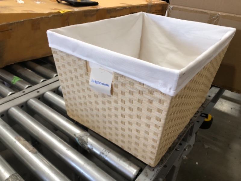 Photo 2 of 12" x 16" x 20" Lined Weave Laundry Basket Natural - Brightroom
