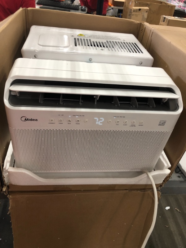 Photo 2 of Midea 8,000 BTU U-Shaped Smart Inverter Window Air Conditioner–Cools up to 350 Sq. Ft., Ultra Quiet with Open Window Flexibility, Works with Alexa/Google Assistant, 35% Energy Savings, Remote Control 19.17 x 21.97 x 13.46 inches

