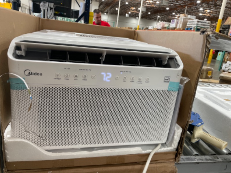 Photo 2 of USED: Midea 8,000 BTU U-Shaped Smart Inverter Window Air Conditioner–Cools up to 350 Sq. Ft., Ultra Quiet with Open Window Flexibility, Works with Alexa/Google Assistant, 35% Energy Savings, Remote Control
