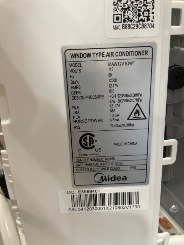 Photo 4 of DAMAGED//USED: Midea 12,000 BTU U-Shaped Smart Inverter Window Air Conditioner–Cools up to 550 Sq. Ft., Ultra Quiet with Open Window Flexibility, Works with Alexa/Google Assistant, 35% Energy Savings, Remote Control 19.17 x 21.97 x 13.46 inches

