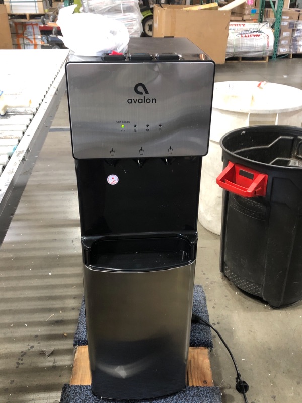 Photo 2 of USED: Avalon Limited Edition Self Cleaning Water Cooler Water Dispenser - 3 Temperature Settings - Hot, Cold & Room Water, Durable Stainless Steel Construction, Bottom Loading - UL/Energy Star Approved ?13.2"D x 12.2"W x 41"H

