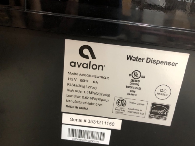 Photo 4 of USED: Avalon Limited Edition Self Cleaning Water Cooler Water Dispenser - 3 Temperature Settings - Hot, Cold & Room Water, Durable Stainless Steel Construction, Bottom Loading - UL/Energy Star Approved ?13.2"D x 12.2"W x 41"H

