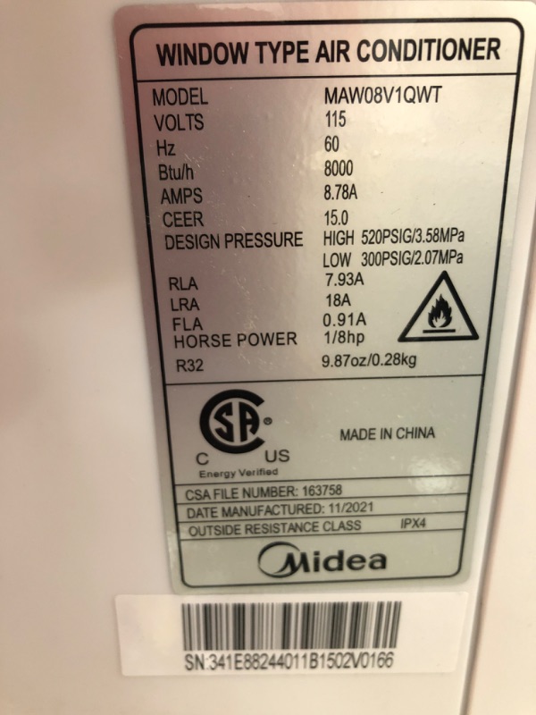 Photo 1 of ***PARTS ONLY*** Midea 8,000 BTU U-Shaped Inverter Window Air Conditioner WiFi, 9X Quieter, Over 35% Energy Savings ENERGY STAR MOST EFFICIENT
*Damaged*