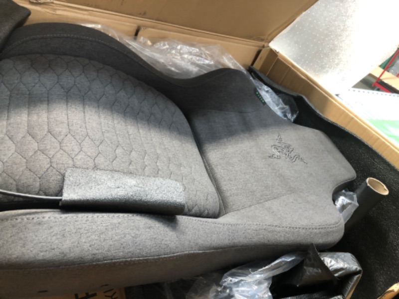 Photo 2 of Razer Iskur Fabric Gaming Chair: Ergonomic Lumbar Support System - Ultra-Soft, Spill-Resistant Fabric Foam Cushions - 4D Armrests - Engineered to Carry - Foam Head Cushion - Dark Gray
