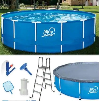 Photo 1 of 15 ft. Round 48 in. Deep Active Metal Frame Pool Package with Cover
