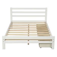 Photo 1 of *** Box 1 Of a Set***    Wood White Full Platform Bed with 2-Drawers
