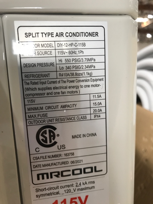 Photo 6 of INCOMPLETE, MRCOOL DIY 3rd Gen 12,000 BTU 22 SEER Energy Star Ductless Mini-Split AC and Heat Pump with 25 ft. Install Kit 115V MISSING HEAD UNIT