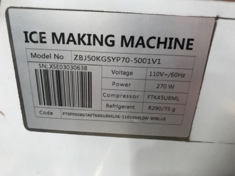 Photo 8 of DAMAGED, VEVOR 110V Commercial Ice Maker 80-90LBS/24H with 33LBS Bin, Full Heavy Duty Stainless Steel Construction, Automatic Operation
