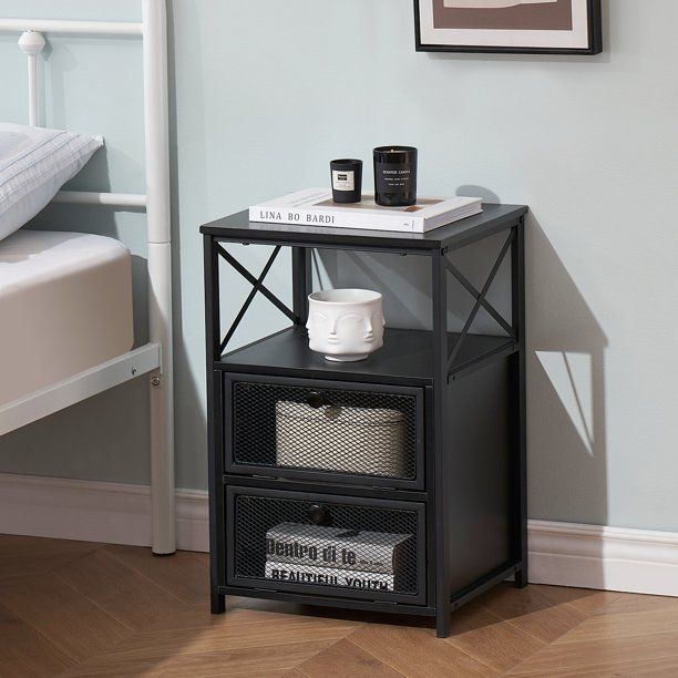 Photo 1 of *COLOR VARIES*VECELO Nightstand with Flip Drawer and Shelf, Side End Table for Living Room/Bedroom, GRAY
