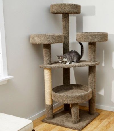 Photo 1 of (CAT NOT INCLUDED) Frisco 65-in Real Carpet Wooden Cat Tree & Condo, Gray