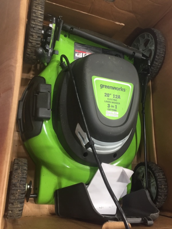 Photo 2 of "GreenWorks 25022 20" 12-Amp Electric Push Button Start Walk Behind Lawn Mower"