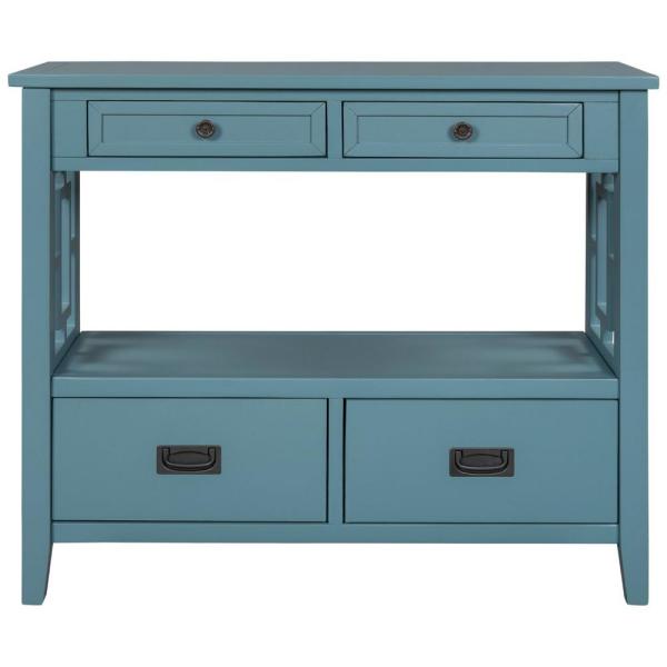 Photo 1 of 16.93 in. Light Blue Rectangle Particle Board End Table
