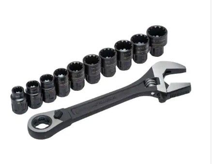 Photo 1 of 3/8 in. Drive Pass-Thru Adjustable Wrench Set (11-Piece)
