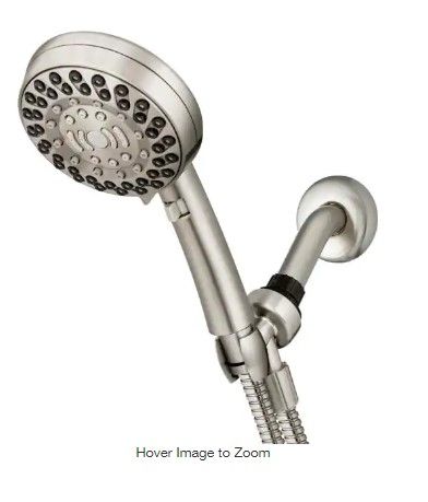 Photo 1 of 6-Spray Patterns 4.5 in. Single Wall Mount Adjustable Handheld Shower Head in Brushed Nickel
