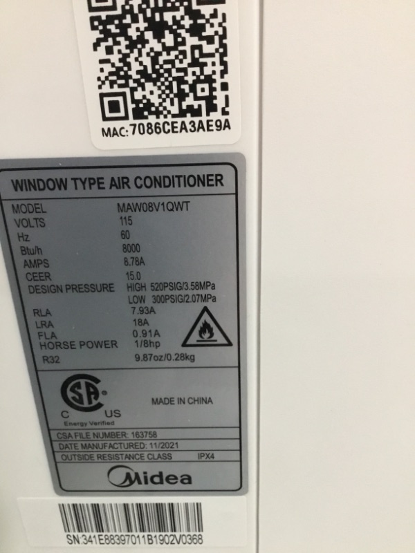 Photo 3 of Midea 8,000 BTU U-Shaped Inverter Window Air Conditioner WiFi, 9X Quieter, Over 35% Energy Savings ENERGY STAR MOST EFFICIENT
*Minor dent*