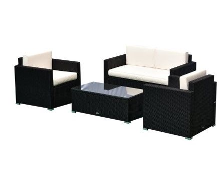 Photo 1 of **Incomplete Set Box 2 of 3**
Outsunny 3-Piece Patio Furniture Set Rattan Wicker Sofa Lounger Balcony Furniture Black
