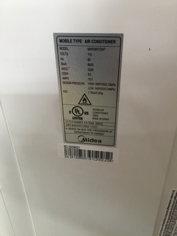 Photo 3 of Midea MAP08R1CWT 8,000 BTU 115V Portable AC
