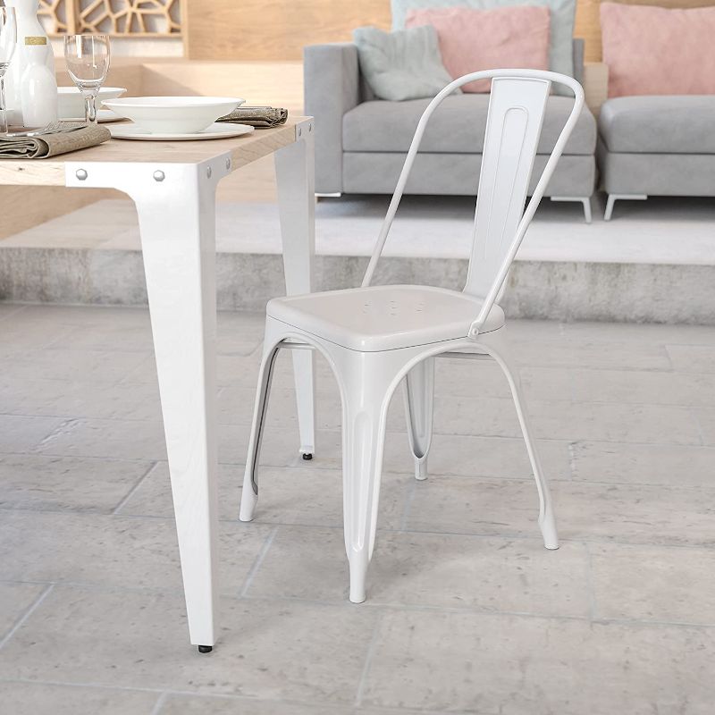 Photo 1 of 2 PACK*
Flash Furniture Commercial Grade White Metal Indoor-Outdoor Stackable Chair
