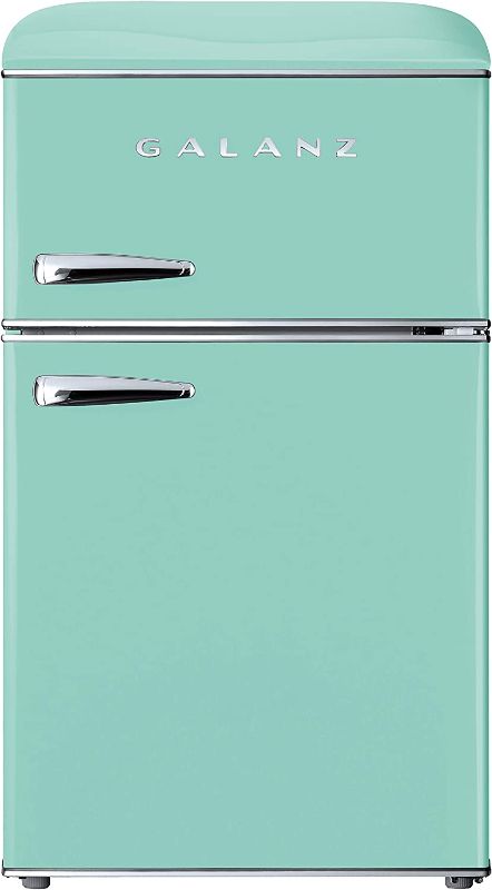 Photo 1 of ***PARTS ONLY*** Galanz GLR31TGNER Dual Door Fridge, Adjustable Mechanical Thermostat with True Freezer, 3.1 Cu FT, Green
