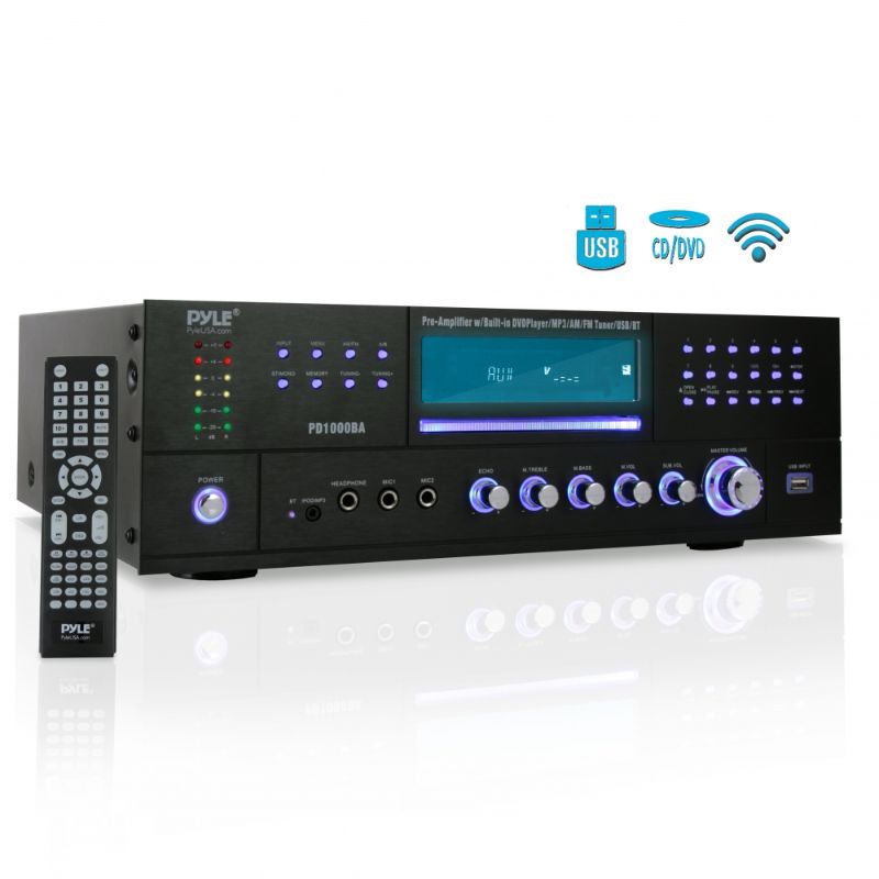 Photo 1 of PYLE PD1000BA - Bluetooth Home Theater Preamplifier - Audio/Video Receiver System with CD/DVD Player AM/FM Radio MP3/USB Reader (1000 Watt)
