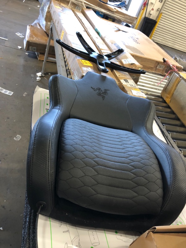Photo 1 of NOT COMPLETE!!!!, Razer Iskur Gaming Chair: Ergonomic Lumbar Support System - Multi-Layered Synthetic Leather Foam Cushions - Engineered to Carry - Memory Foam Head Cushion - Black
