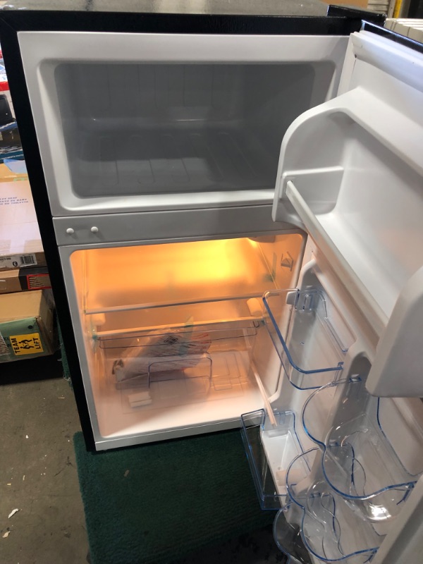 Photo 2 of DAMAGED, RCA RFR836 3.2 Cu Ft 2 Door Fridge and Freezer, Stainless Steel
