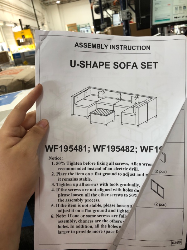 Photo 3 of ***INCOMPLETE MISSING BOX 1 & 2 OUT OF 3 !! TXXM U-Style Quality Rattan Wicker Patio Set, U-Shape Sectional Outdoor Furniture Set with Cushions and Accent Pillows Patio Furniture
