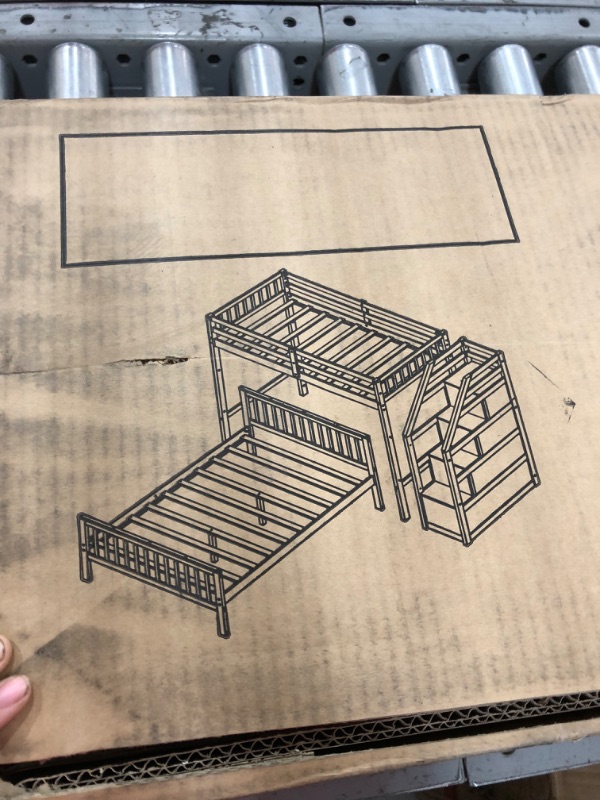 Photo 6 of ***INCOMPLETE MISSING BOX 1 & 2 OF 3!! White Twin Over Full Loft Bed with Staircase
