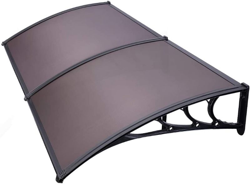 Photo 1 of (DAMAGE)VIVOHOME Polycarbonate Window Door Awning Canopy Brown with Black Bracket 40 Inch x 80 Inch

