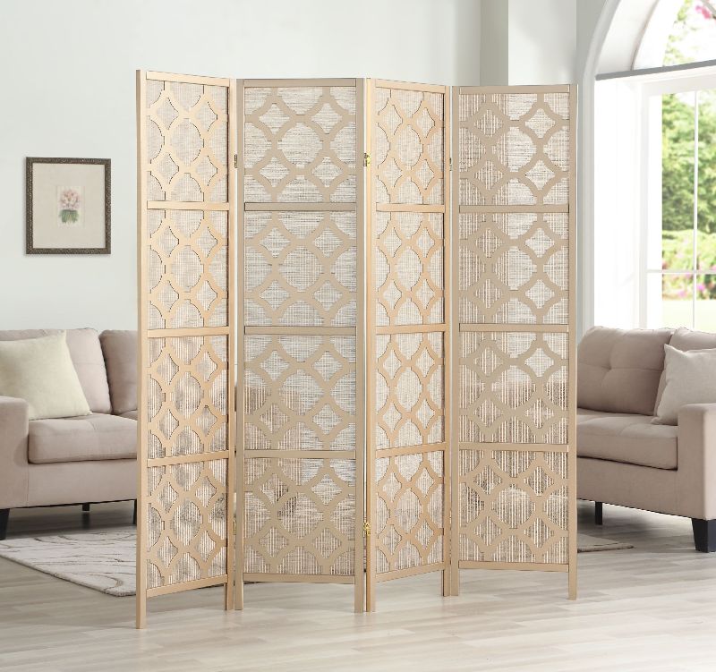 Photo 1 of **LIKE NEW***
Roundhill Furniture Quarterfoil Infused Diamond 4-Panel Room Divider in Gold
