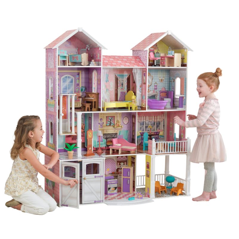 Photo 1 of KidKraft Country Estate Wooden Dollhouse for 12-inch Dolls with 31-Piece Accessories
