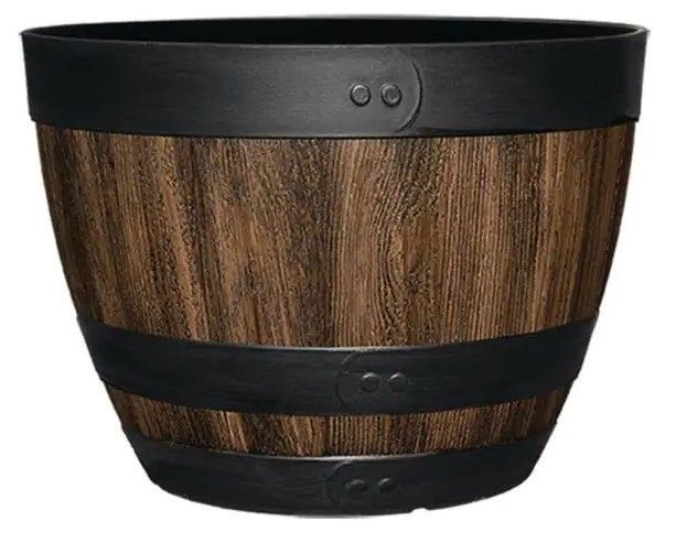 Photo 1 of 20 in. Dia x 14.5 in. H Kentucky Walnut Resin Wine Barrel
