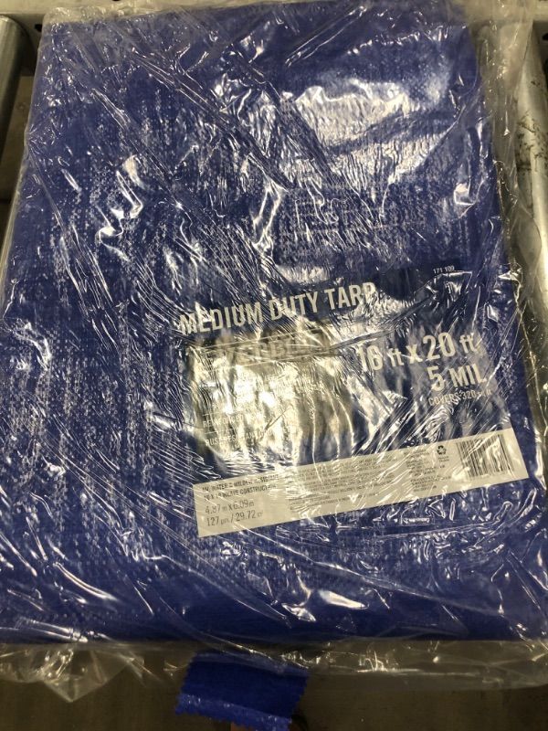 Photo 2 of 16 ft. x 20 ft. Blue Medium Duty Tarp
